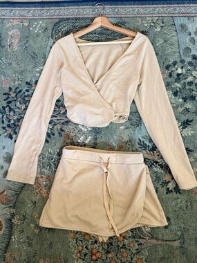 Lovers + Friends Neutral Tan Drawstring Knit Top